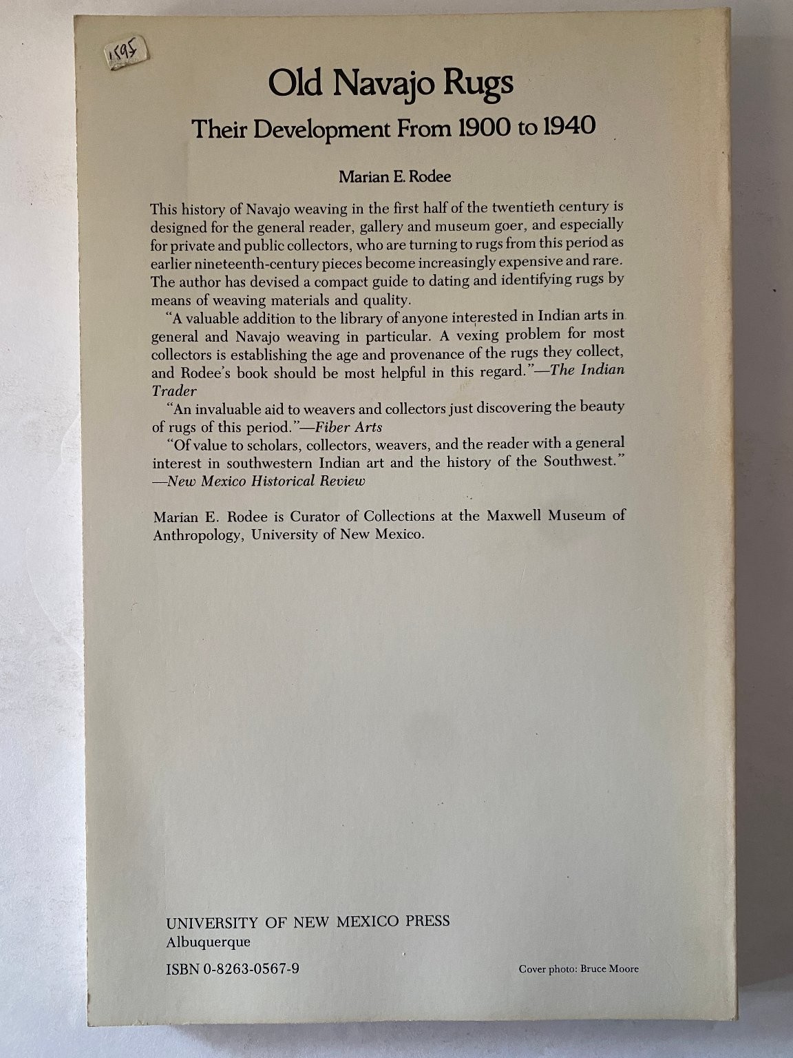 Old Navajo Rugs Rodee 1983 Third Printing Native American Art Weaving Guide