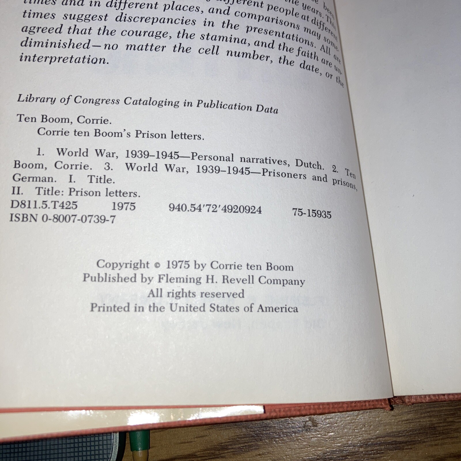 Corrie Ten Boom&rsquo;s Prison Letters 1975 Revell HC DJ,History, Religion WWII