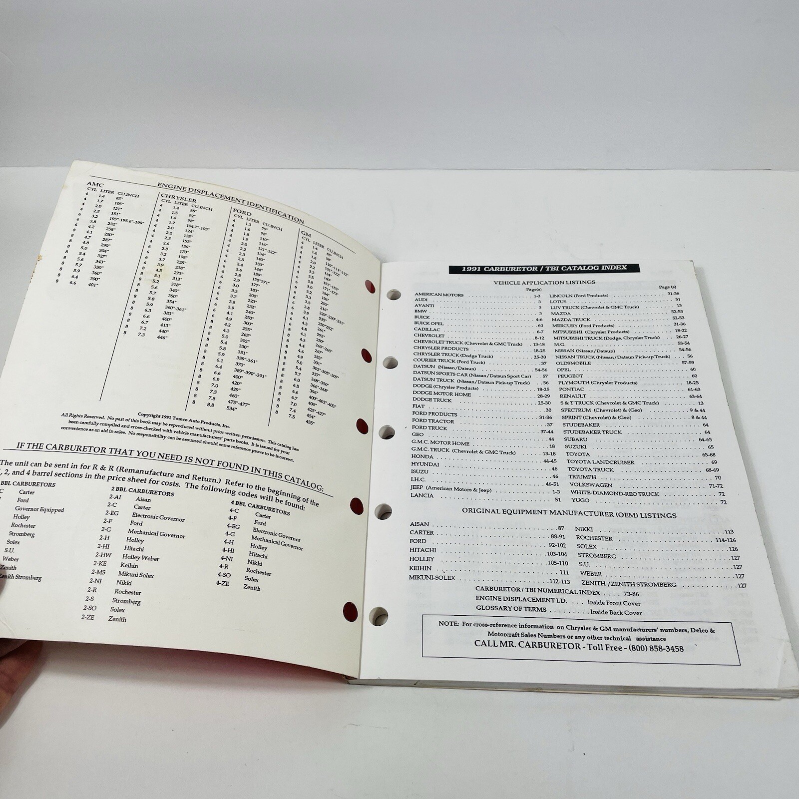 1991 Tomco Carburetors and TBI Remanufactured for Domestic Import Truck Catalog