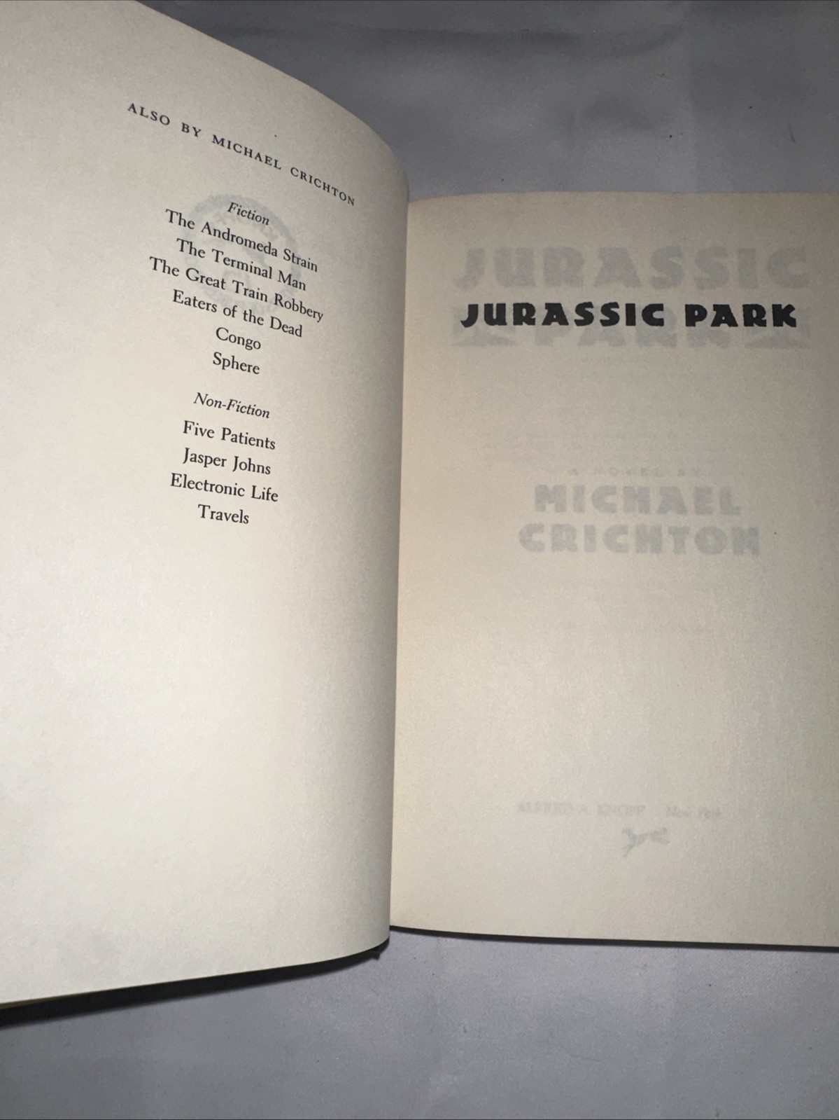 Jurassic Park Michael Crichton 1990 HC DJ