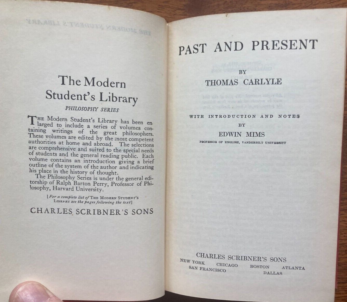 Thomas Carlyle PAST AND PRESENT Charles Scribner&rsquo;s 1918 Modern Student’s Library