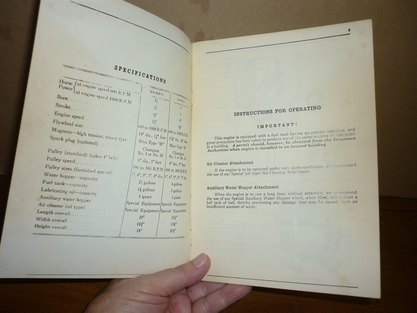 Instructions McCormick-Deering 1.5 to 2.5 HP 3 to 5 HP Gasoline Engines. 1935.