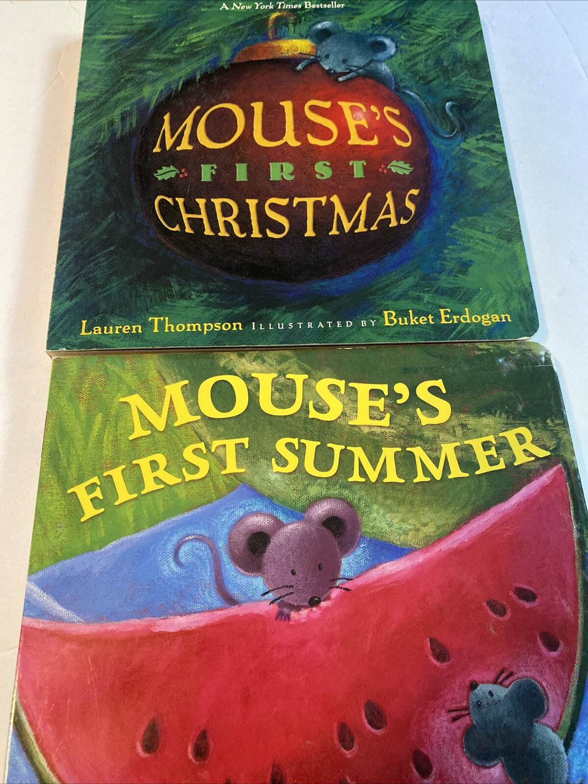 Lot Of 2-Mouse&rsquo;s First Christmas And First Summer Lauren Thompson EUC HB Books