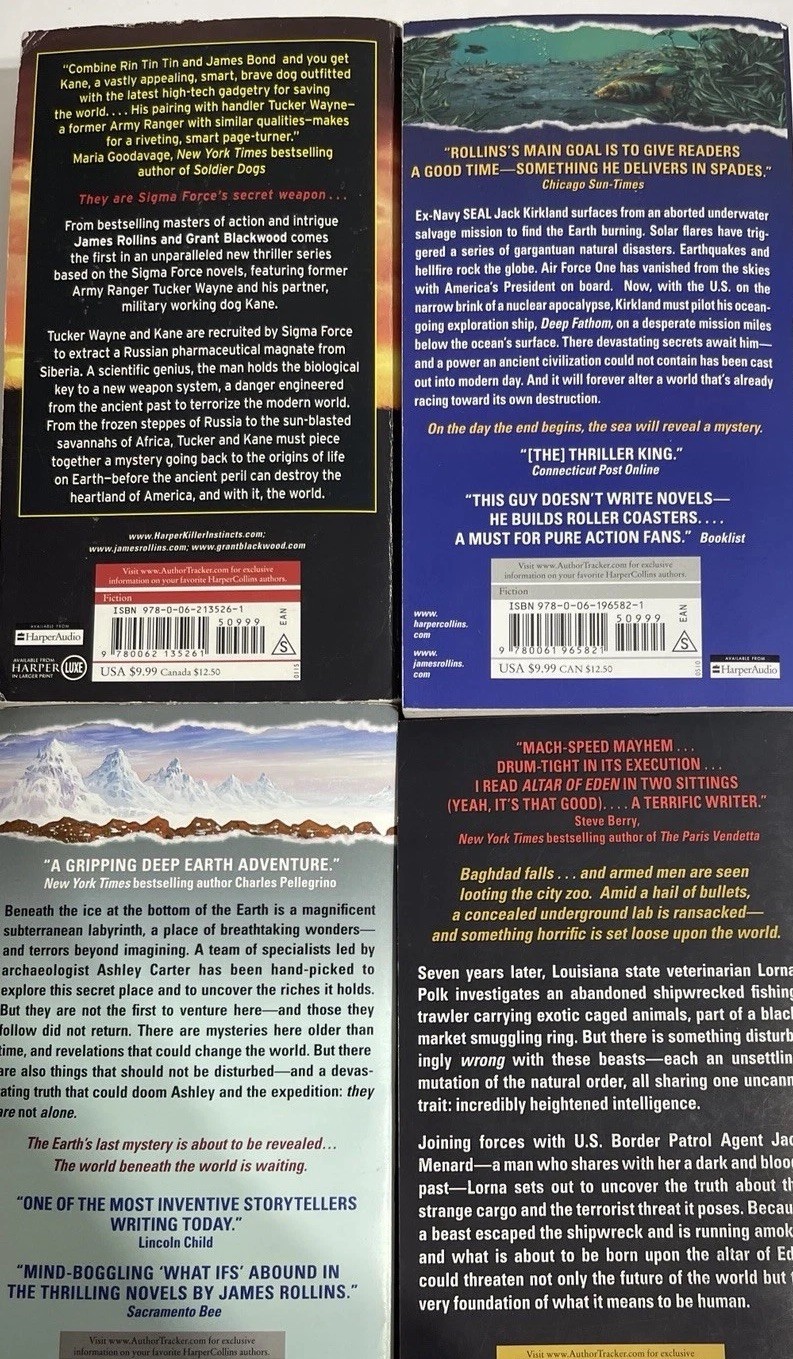 Book Pre-used Lot of 4:The Kill Switch, Deep Fathom, Subterranean, Altar Of Eden