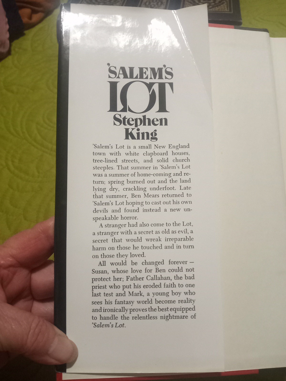 Vintage Salem&rsquo;s Lot by Stephen King Hardcover Book 1975 Dust Jacket