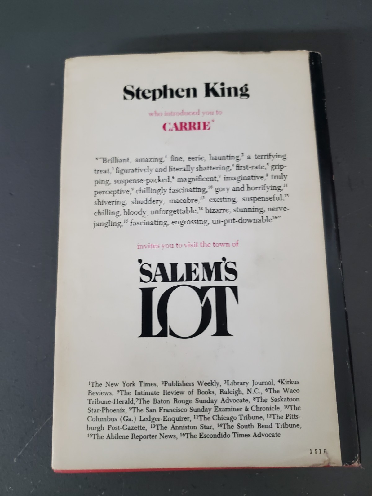 Salem&rsquo;s Lot by Stephen King 1975 Hardcover – Vintage GOOD