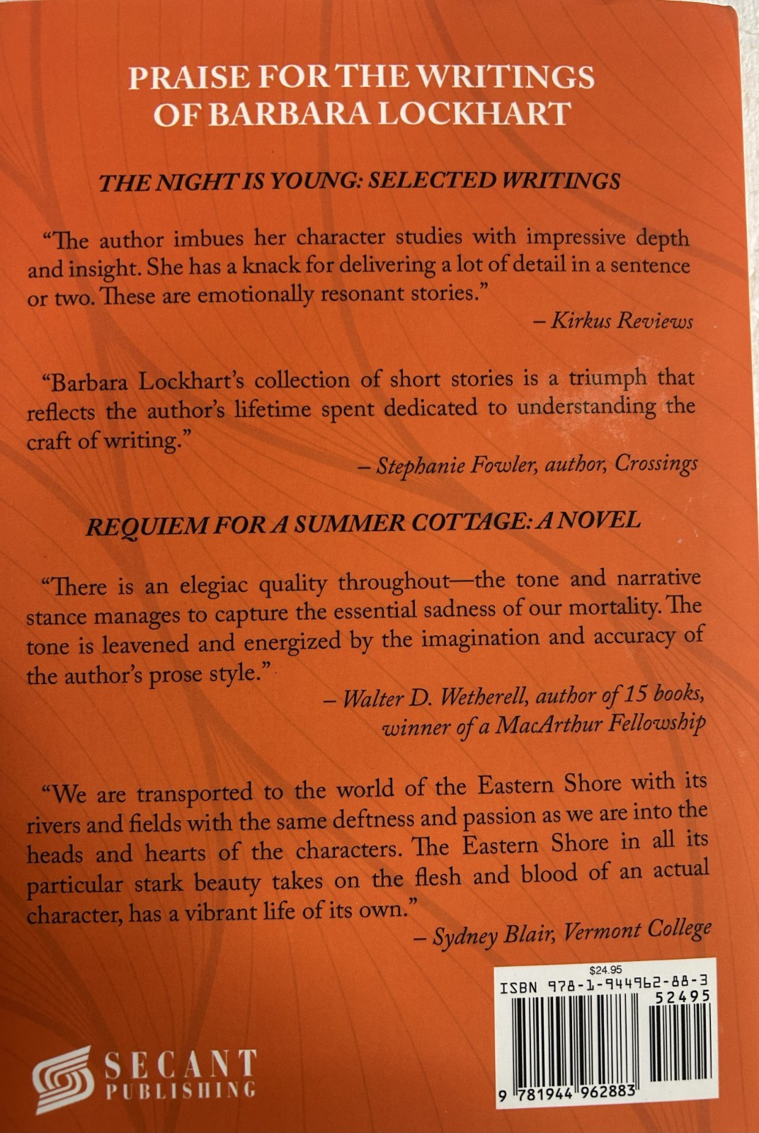 2020 HC BOOK w/DJ « COLLECTED STORIES » SIGNED B. Lockhart Maryland Eastern Shore