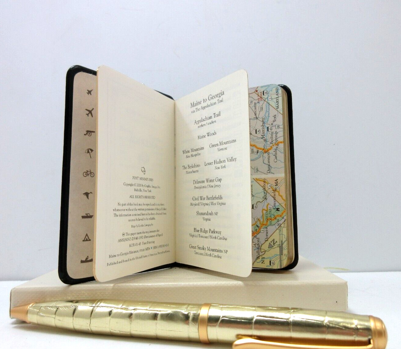 APPALACHIAN TRAIL 3×4&Prime; MIN Guide Leather Cover Notebook w Maps Info 160 Pgs NAVY