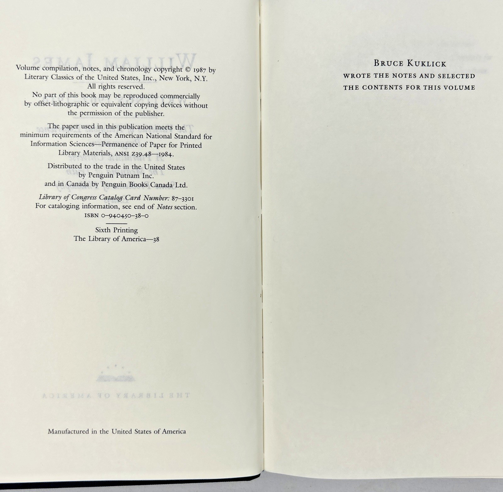 William James Writings 1902-1910 Library of America 38 Pragmatism Philosophy LOA