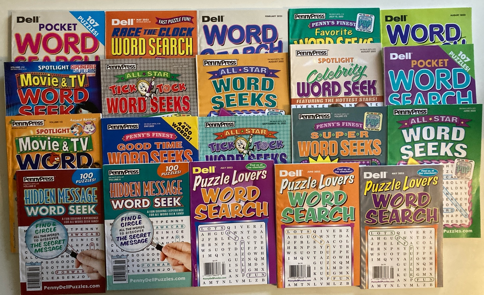 Lot of 40 New Penny Press Dell Word Search Puzzle Books UNSORTED MIXED