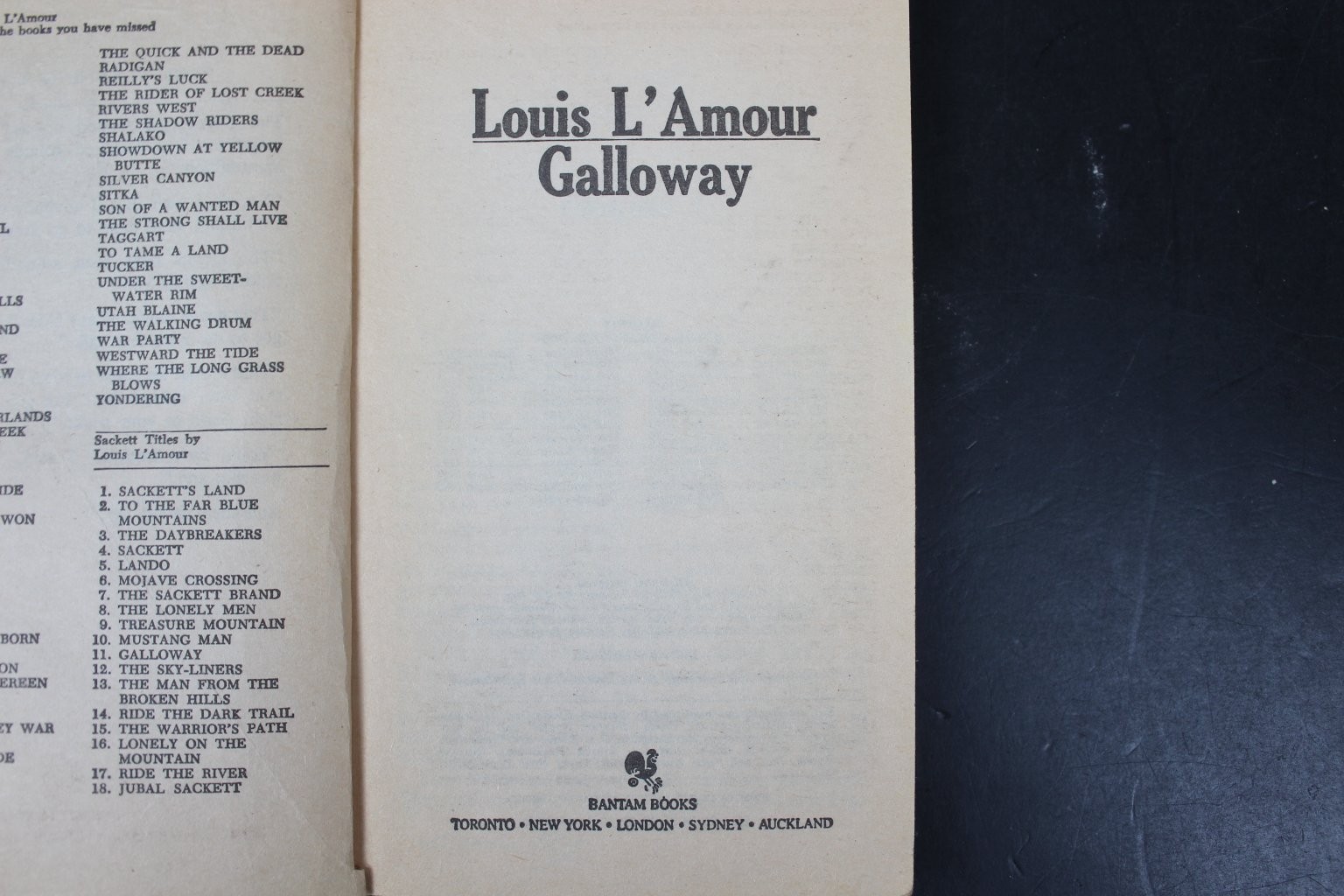 Galloway Louis L&rsquo;Amour 1986 The Sacketts Western Adventure Bantam Books PB