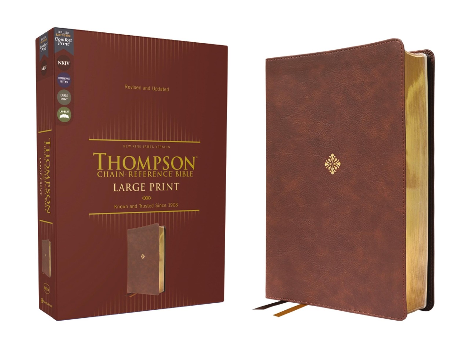NKJV, Thompson Chain-Reference Bible, Large Print, Leathersoft, Brown, Red Le…