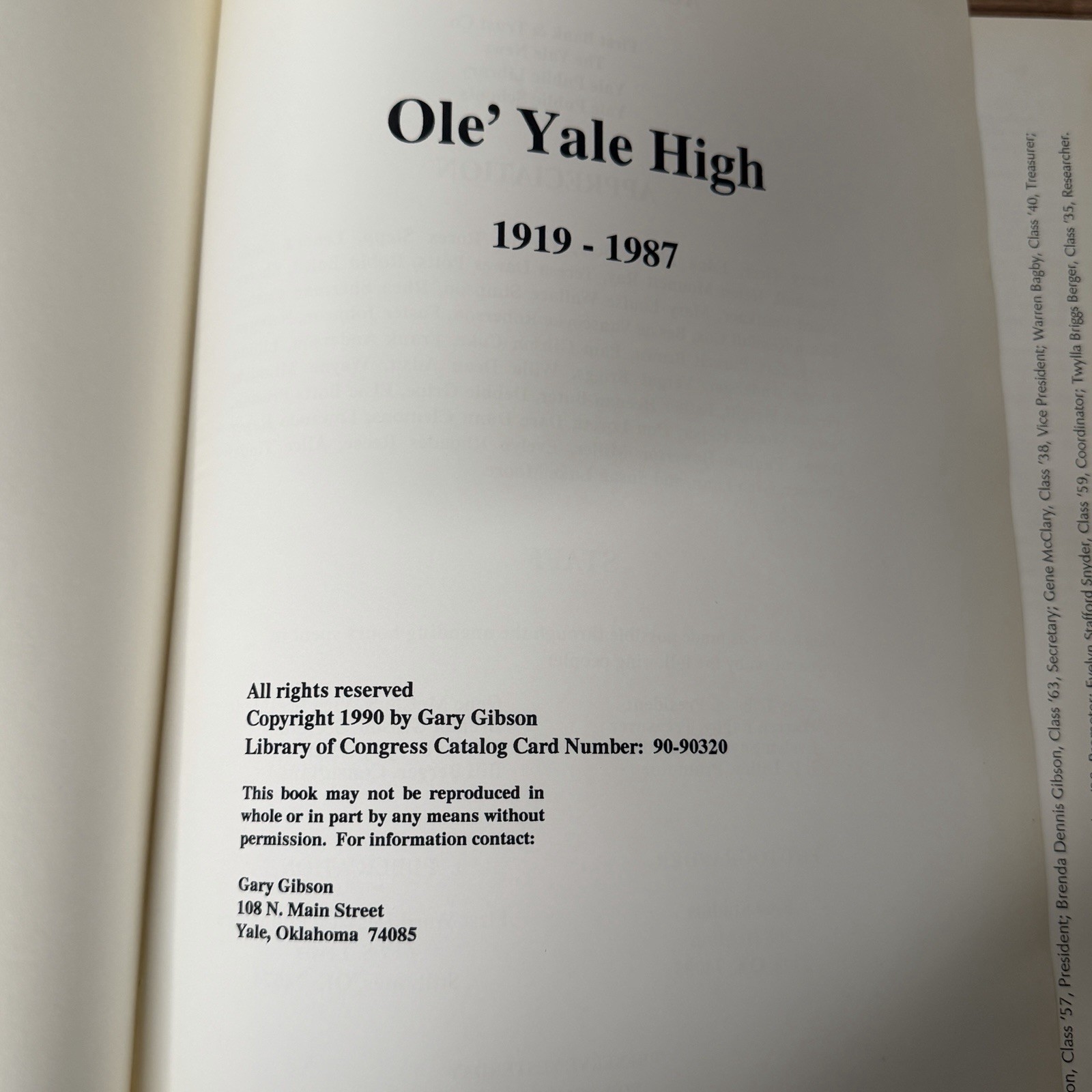 Ole&rsquo; Yale High 1919-1987 Oklahoma High School Yearbook History Payne County HB