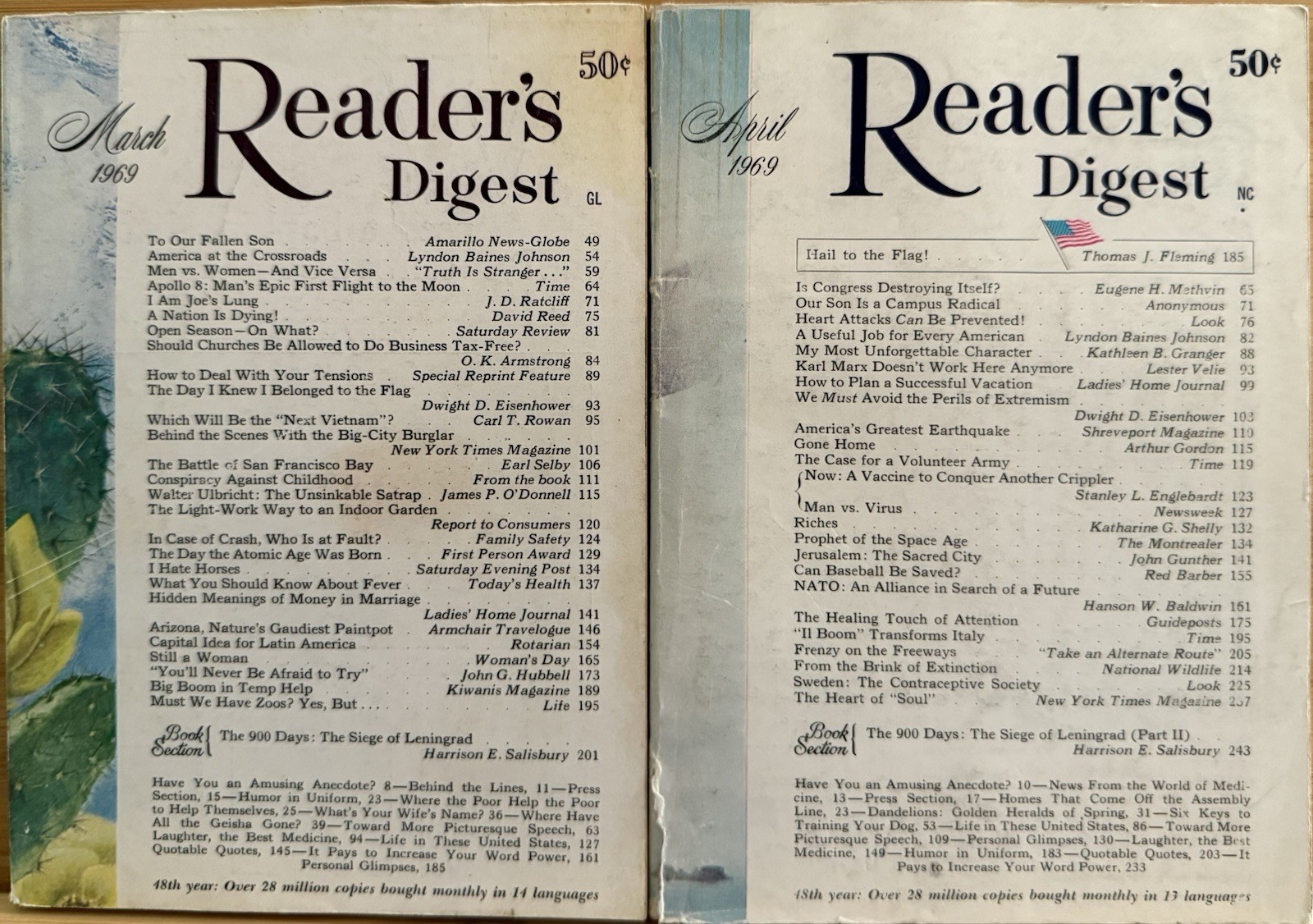 1969 March April (2) READER&rsquo;S DIGEST MAGAZINE Vintage Ageless Fun Short Stories