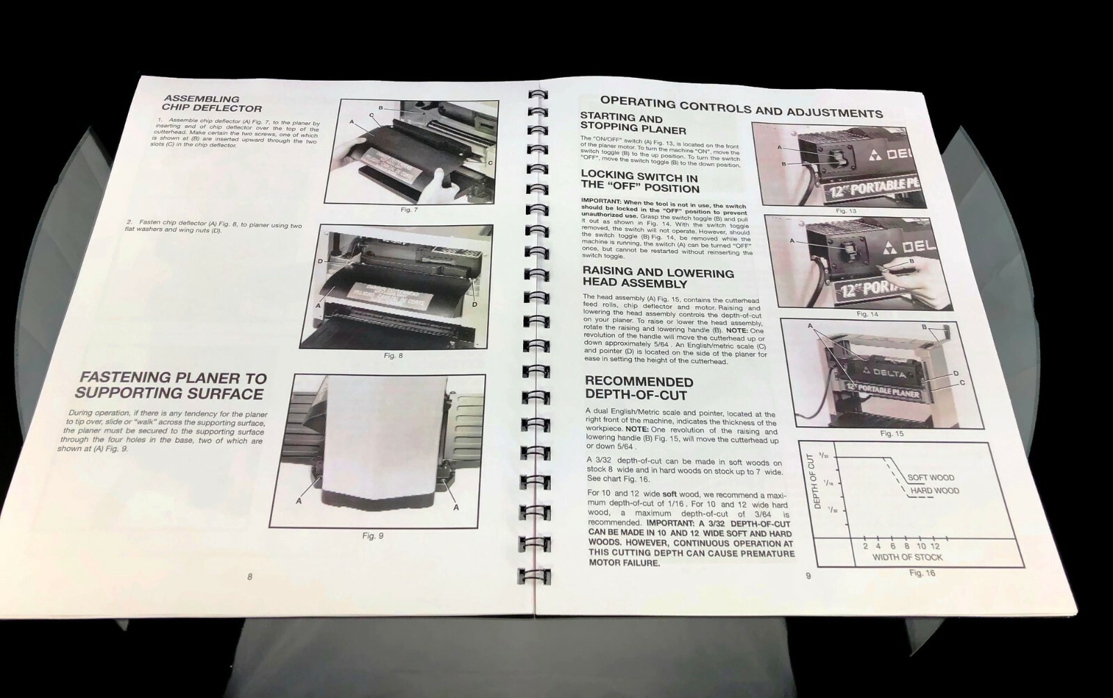 Delta 12&Prime; Portable Planer 22-540 Instruction Manual SPIRAL BOUND