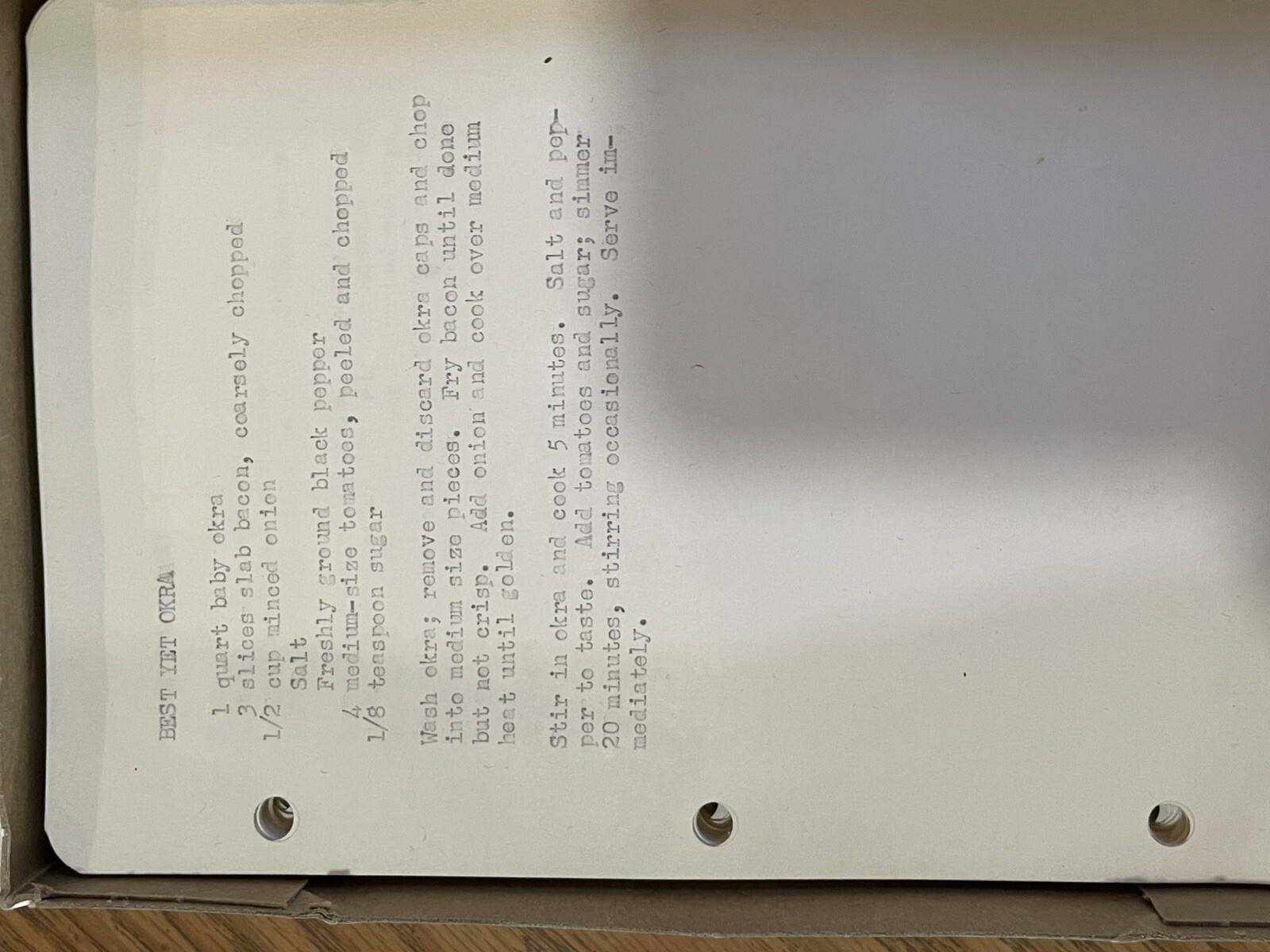 6 Boxes Of Typed Various Recipes Approximately 2500 Pages.
