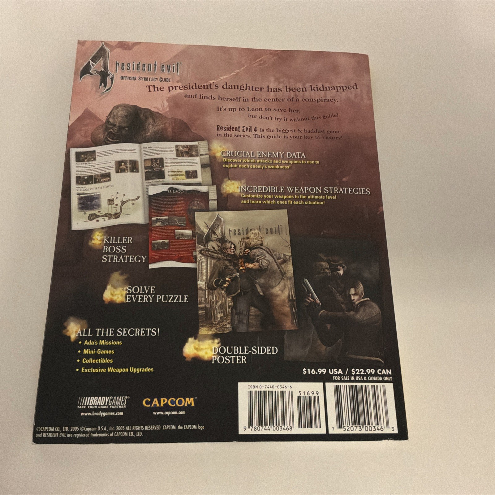 RESIDENT EVIL 4 Official Strategy Guide DOUBLE SIDED POSTER Nintendo Gamecube