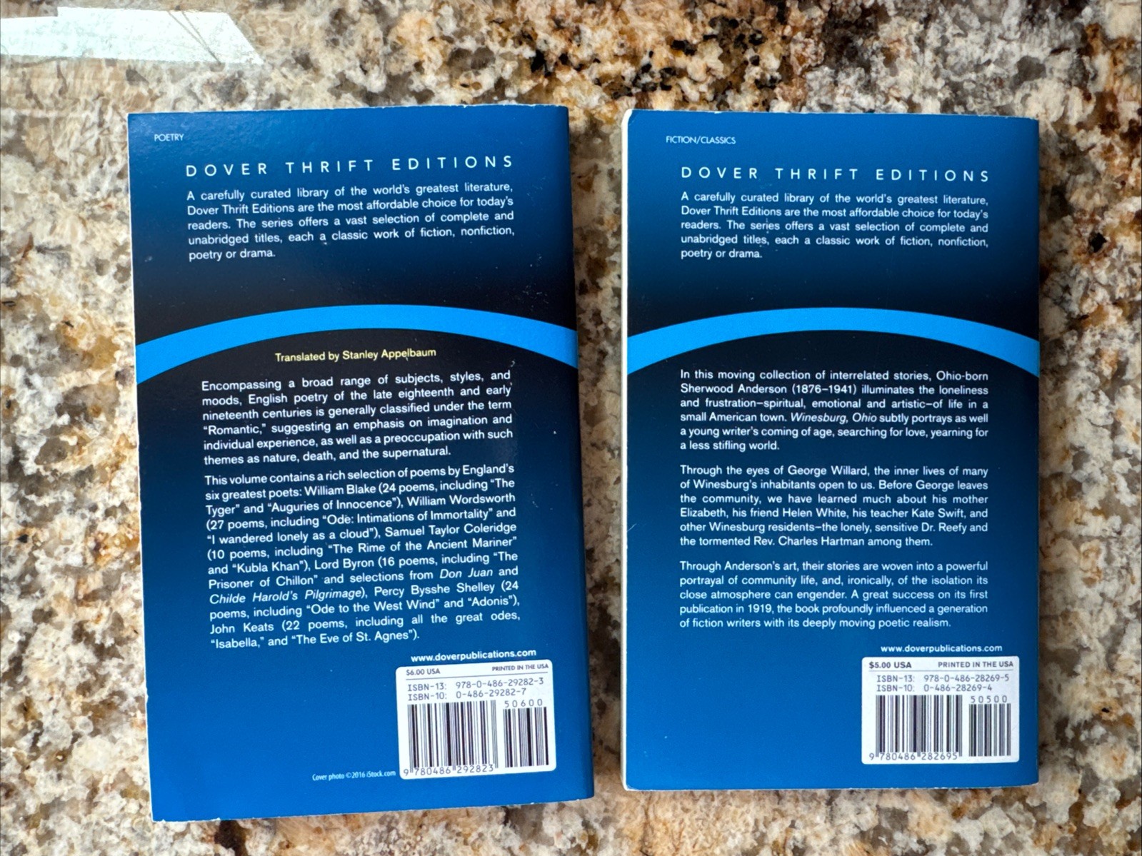 Dover Thrift Editions English Romantic Poetry and Winesburg Ohio Paperback Book
