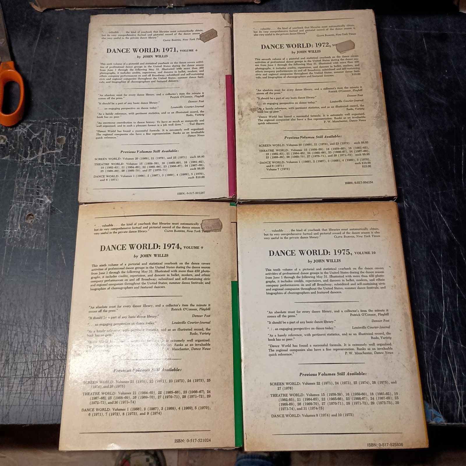 Screen & Theatre World John Willis 1970s Era (10 Book Lot) HCDJ Jackets w/ Wear