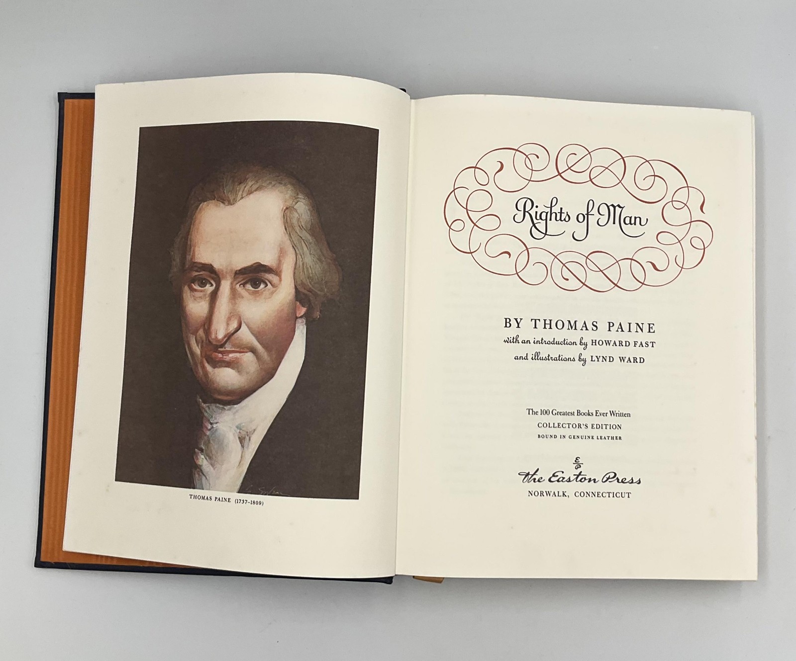 Vintage Rights Of Man Thomas Paine HC Collector&rsquo;s Ed Leather Blue 1989 Taunton