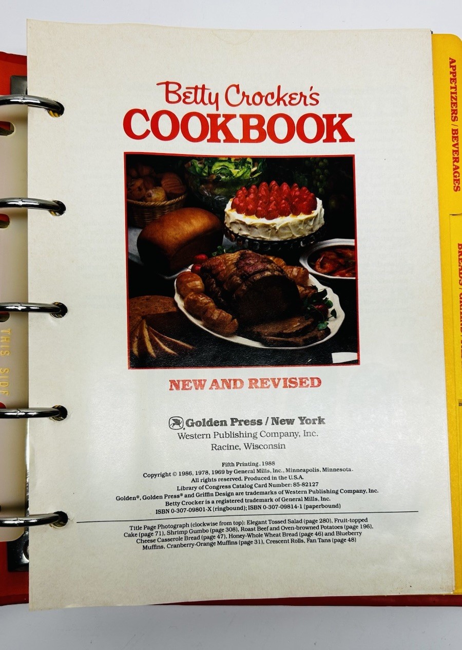 Betty Crocker&rsquo;s COOKBOOK 5th Printing 1988 HC Ringbound Edition Golden Press