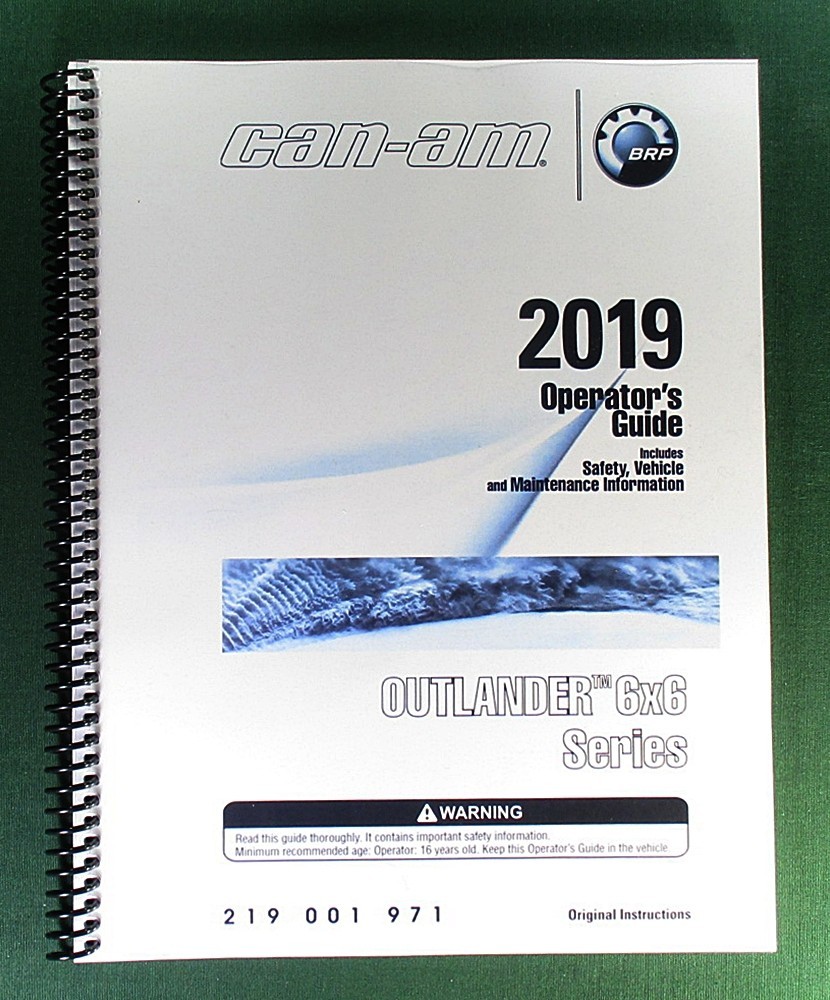 2019 Can-Am Outlander 450 6X6 Owner&rsquo;s Manual: 172 Pages & Protective Covers!