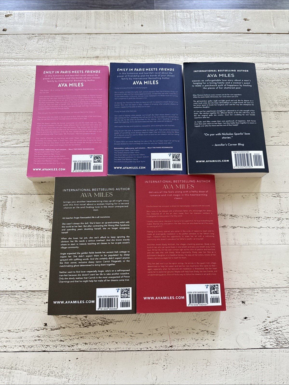 Lot of 5 Ava Miles Romance Books Paris Roommates Irish Series Dare River Novel
