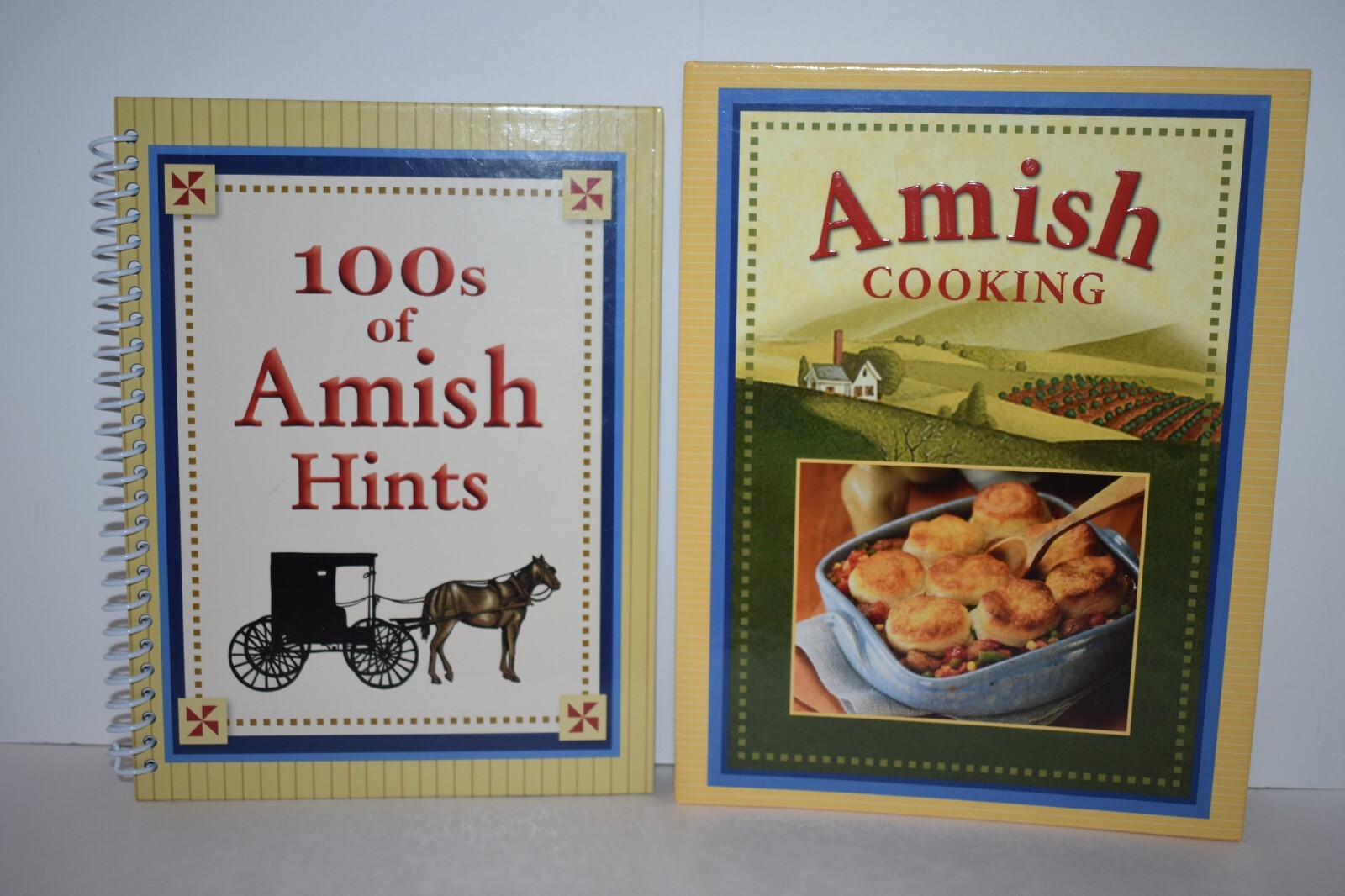 2 AMISH BOOKS – AMISH COOKING & 100&rsquo;s OF AMISH HINTS – HARDCOVER – RECIPES