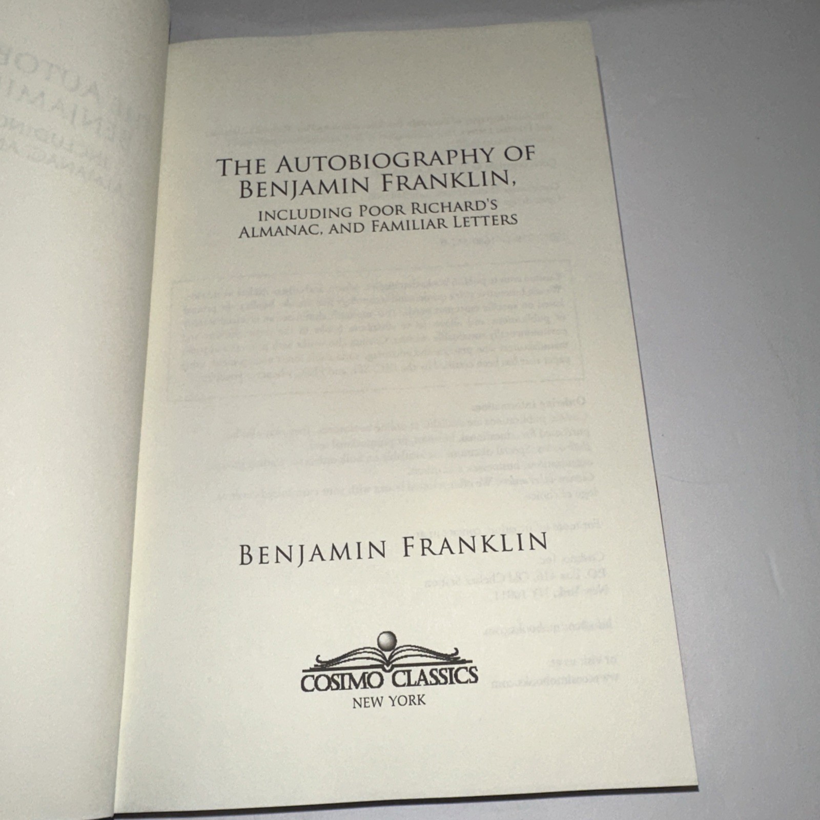 Autobiography of Benjamin Franklin Including Poor Richard&rsquo;s Almanac HCDJ 2011