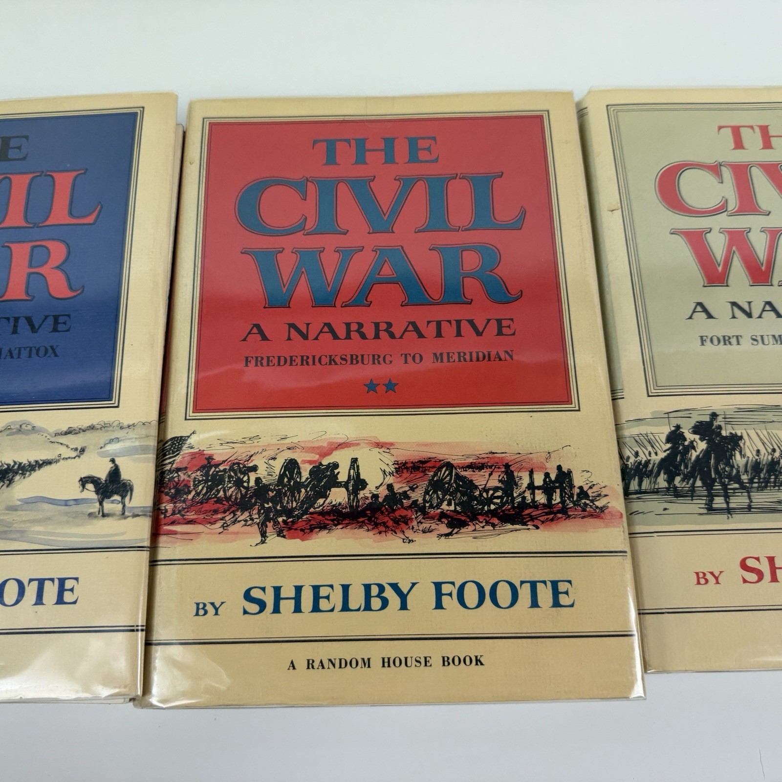 THE CIVIL WAR Shelby Foote 1958, 1963, 1974 3 Vol Set Random House HCDJ