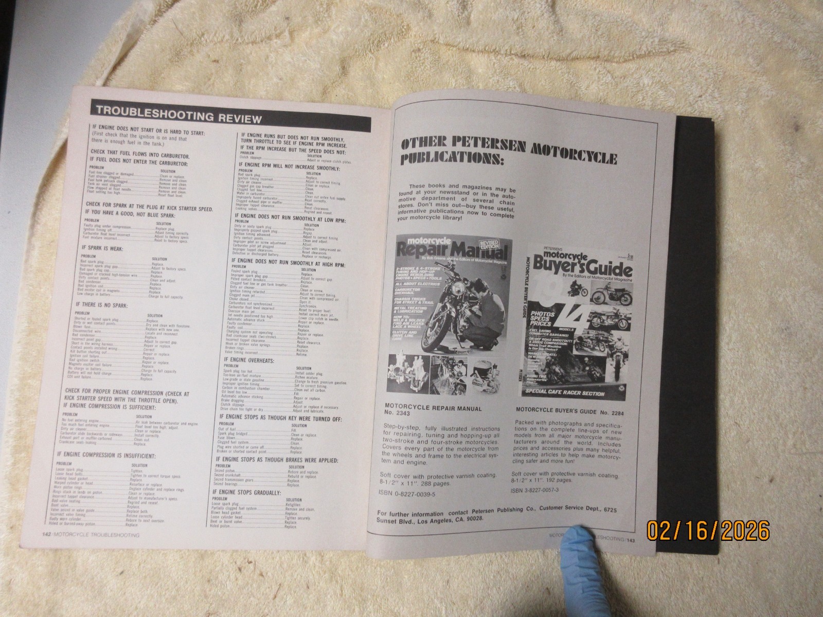 Petersen&rsquo;s Basic Motorcycle Troubleshooting, circa 1974, paperback,144 pages.