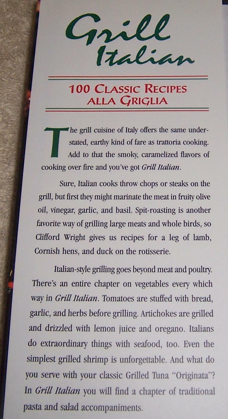 Grill Italian Clifford A. Wright hc/dj cookbook