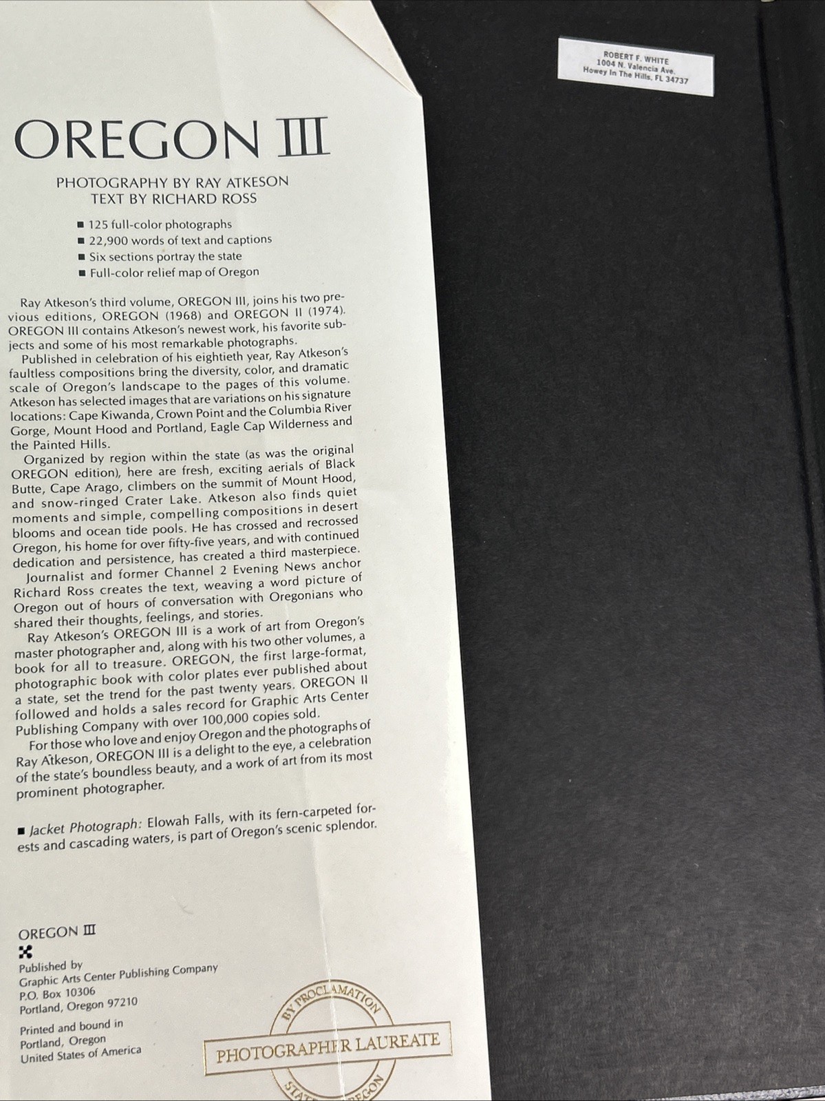 Oregon III Table Top Book Photography by Ray Atkeson Text by Richard Ross 1987