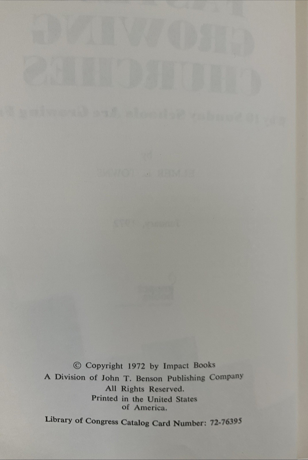 America&rsquo;s Fastest Growing Churches by Elmer L. Towns 1972/HC