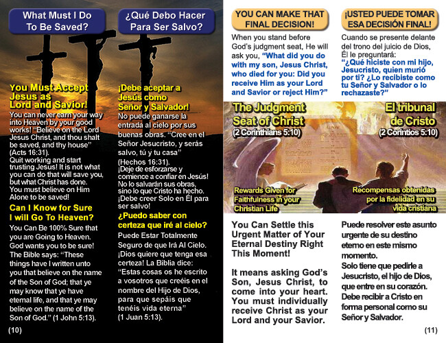 ENGLISH & SPANISH, RAPTURE BIBLE Tracts, 40 Pack in 2 Covers, 20 Pages Each