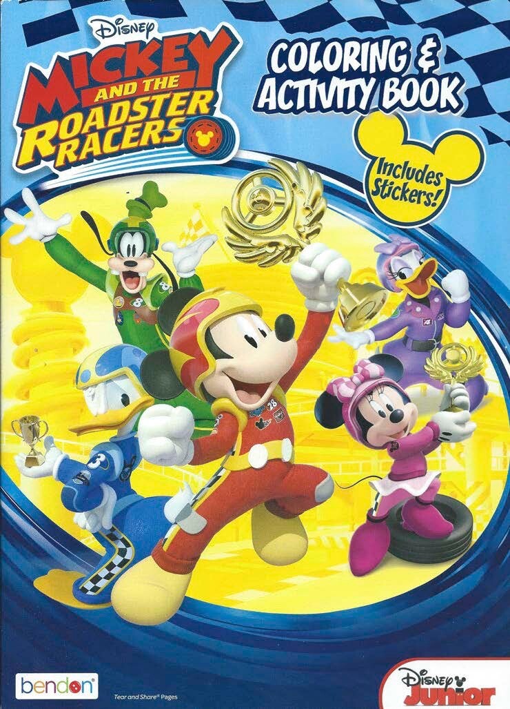 224 Page Disney Mickey Race Coloring Book Stickers Children&rsquo;s Boys Kids