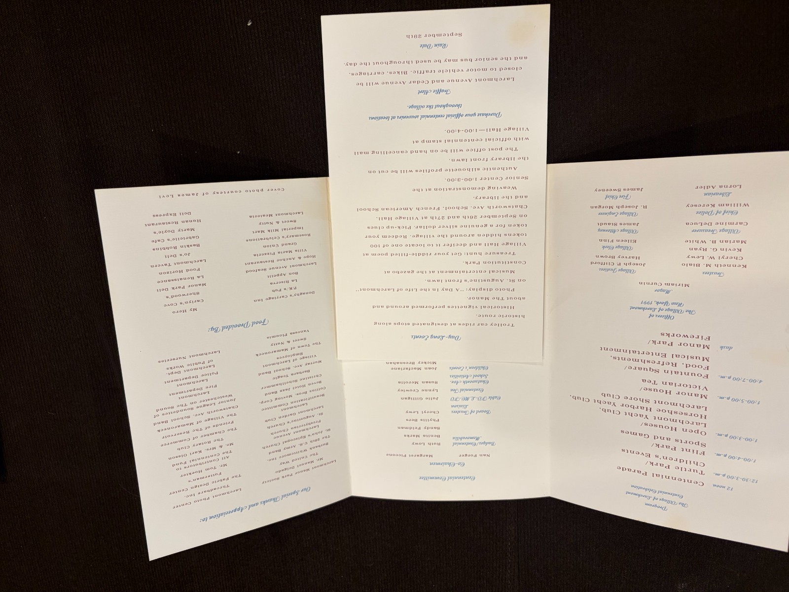 1991 Larchmont NY Centennial Edition Book and Program – NEW – and Program