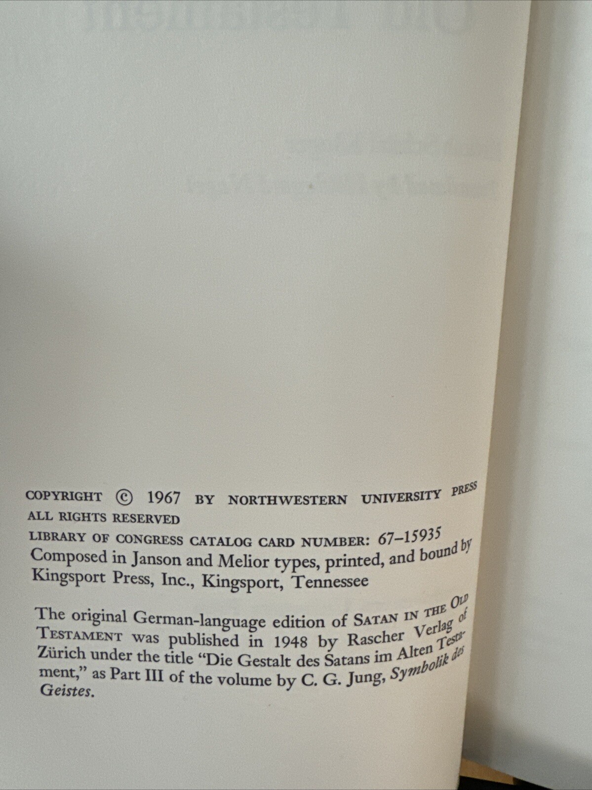 SATAN in the old testament Rivkah Schärf Kluger Hildegard Nagel C.G Jung
