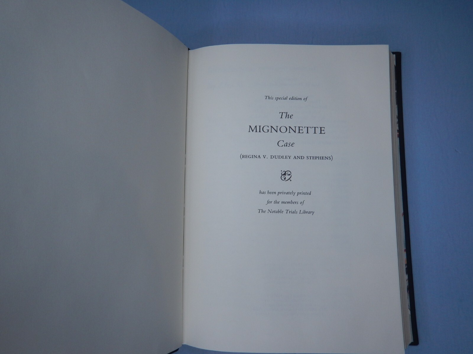 THE MIGNONETTE CASE 1990 Notable Trials Library common law cannibalism at sea