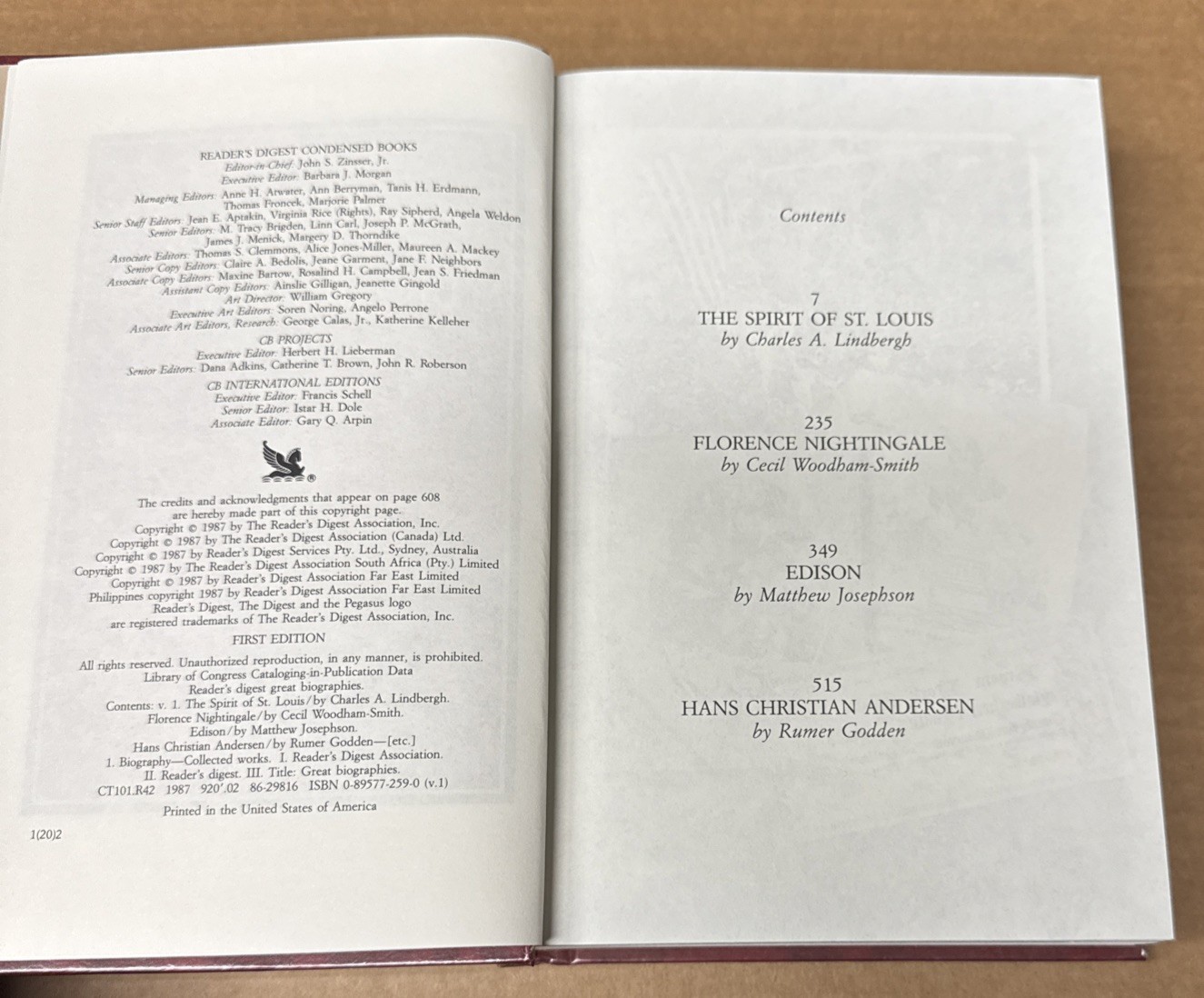 Reader&rsquo;s Digest Great Biographies by Reader&rsquo;s Digest Editors (1987, HC, GOOD)