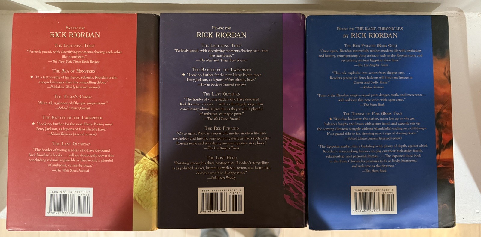 The Kane Chronicles Hardcover Set (3 Books) Riordan Red Pyramid Throne Fire