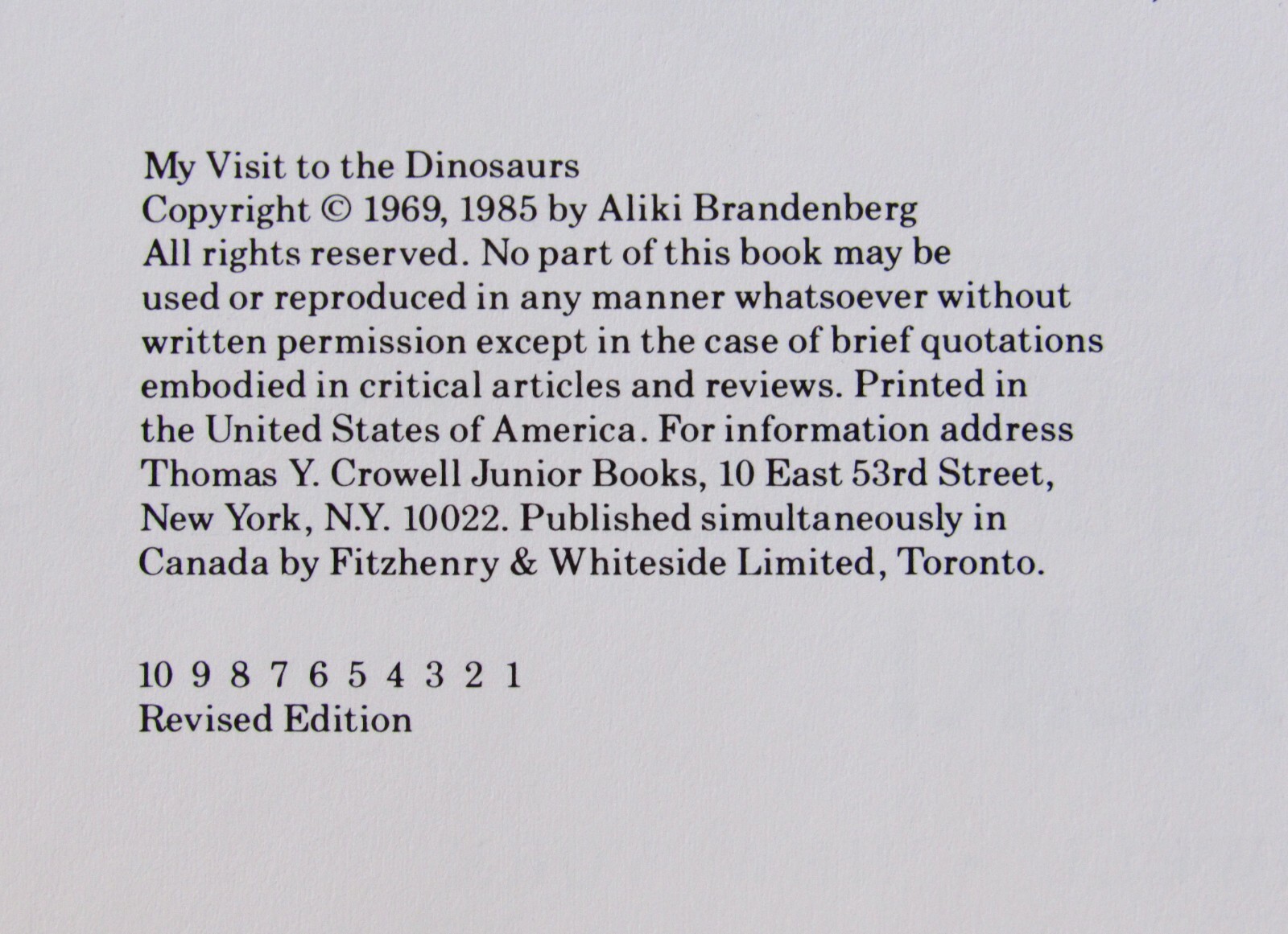 MY VISIT TO THE DINOSAURS by Aliki 1985 Let&rsquo;s Read and Find Out Science EXC L1