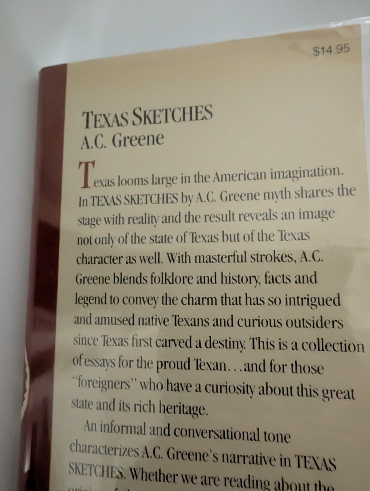 A. C. Greene: Texas Sketches- Taylor; 1st Ed.; HB/DJ; 1985; Paul Kolsti Illus.