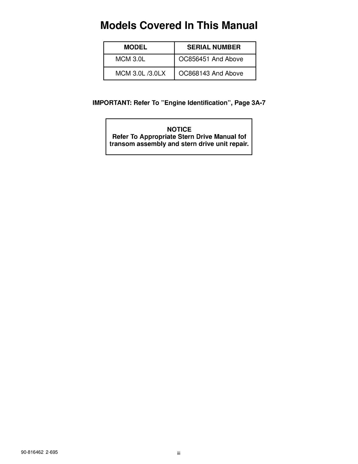 MERCURY MERCRUISER NO. 13 MARINE ENGINES SERVICE MANUAL BOUND – FRONT & BACK