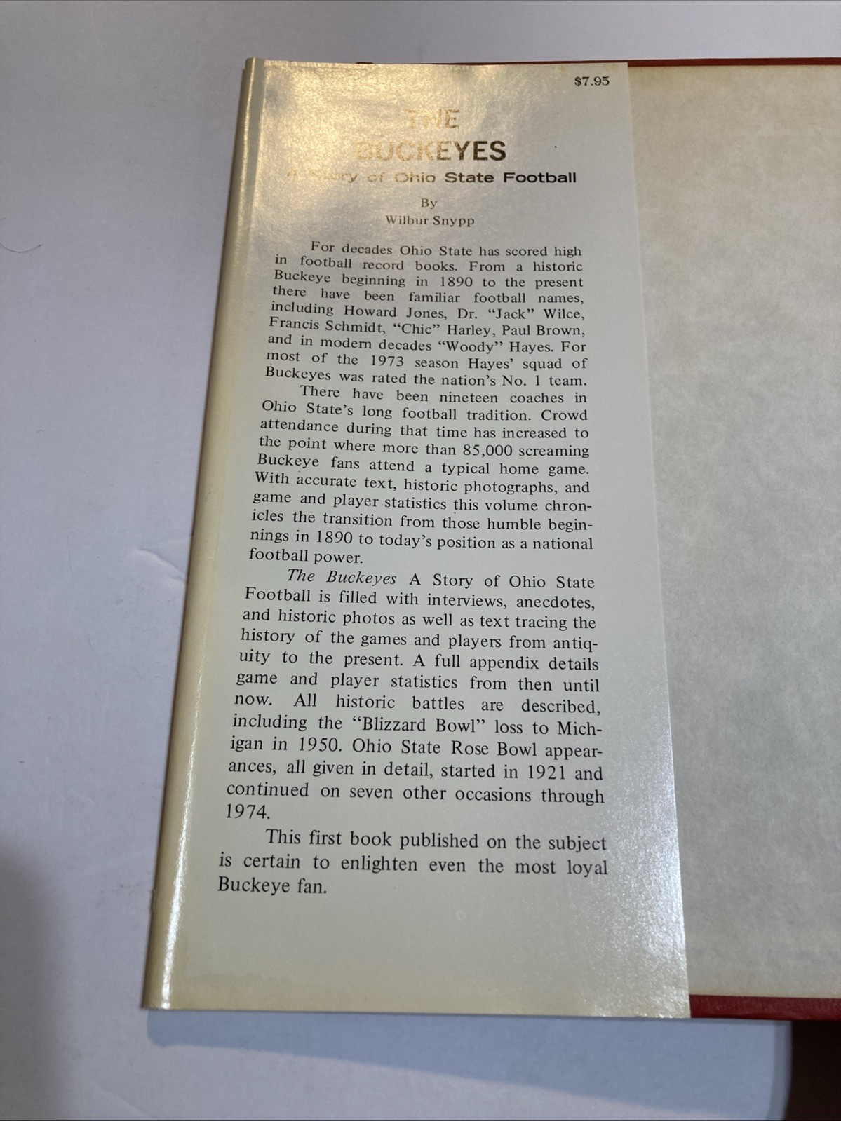 The Buckeyes A Story of Ohio State Football by Wilbur Snypp Hardcover 1974