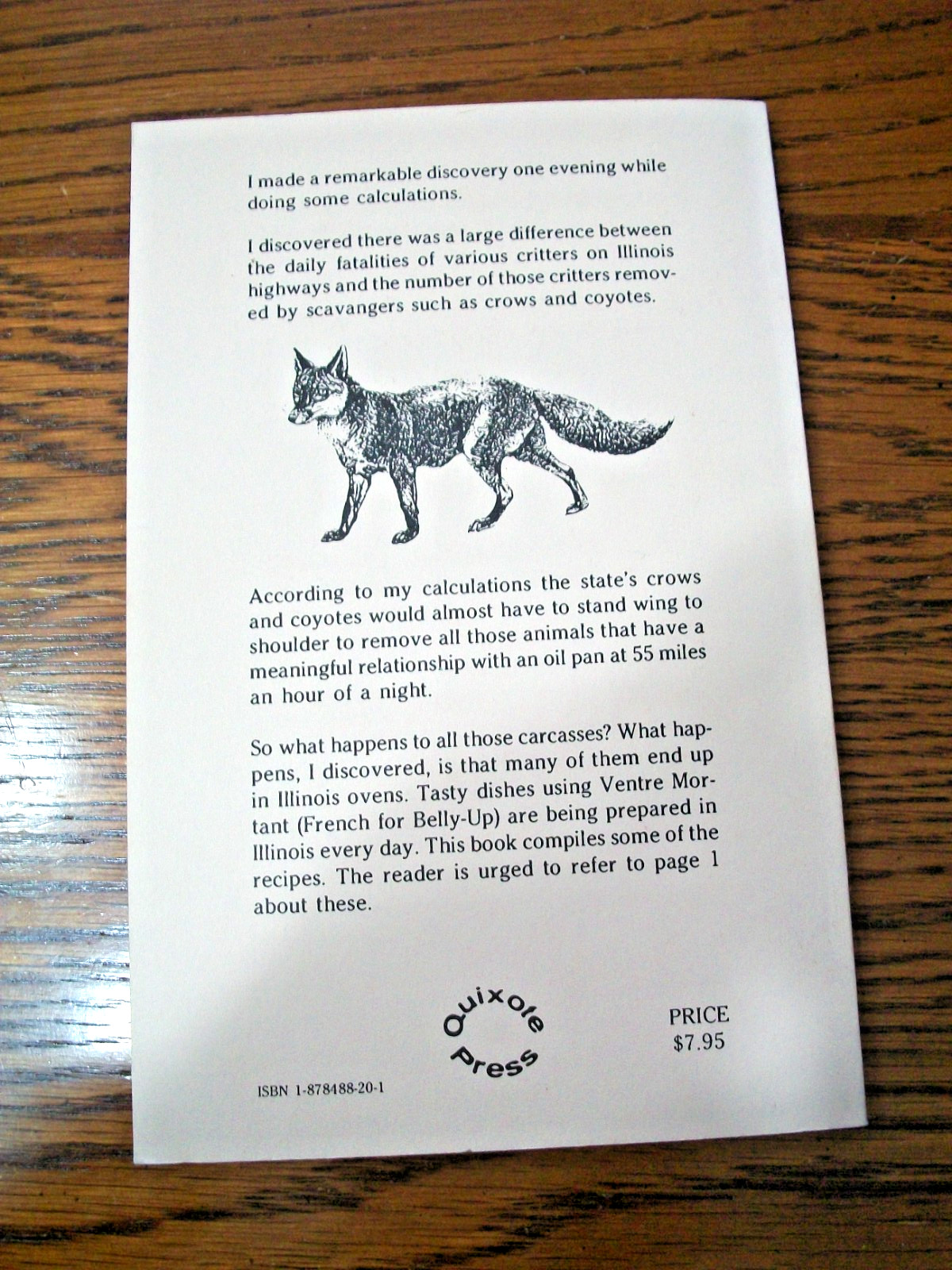 ILLINOIS&rsquo; ROAD KILL COOKBOOK~BRUCE CARLSON~PAPERBACK BOOK~108 PAGES~VERY GOOD~
