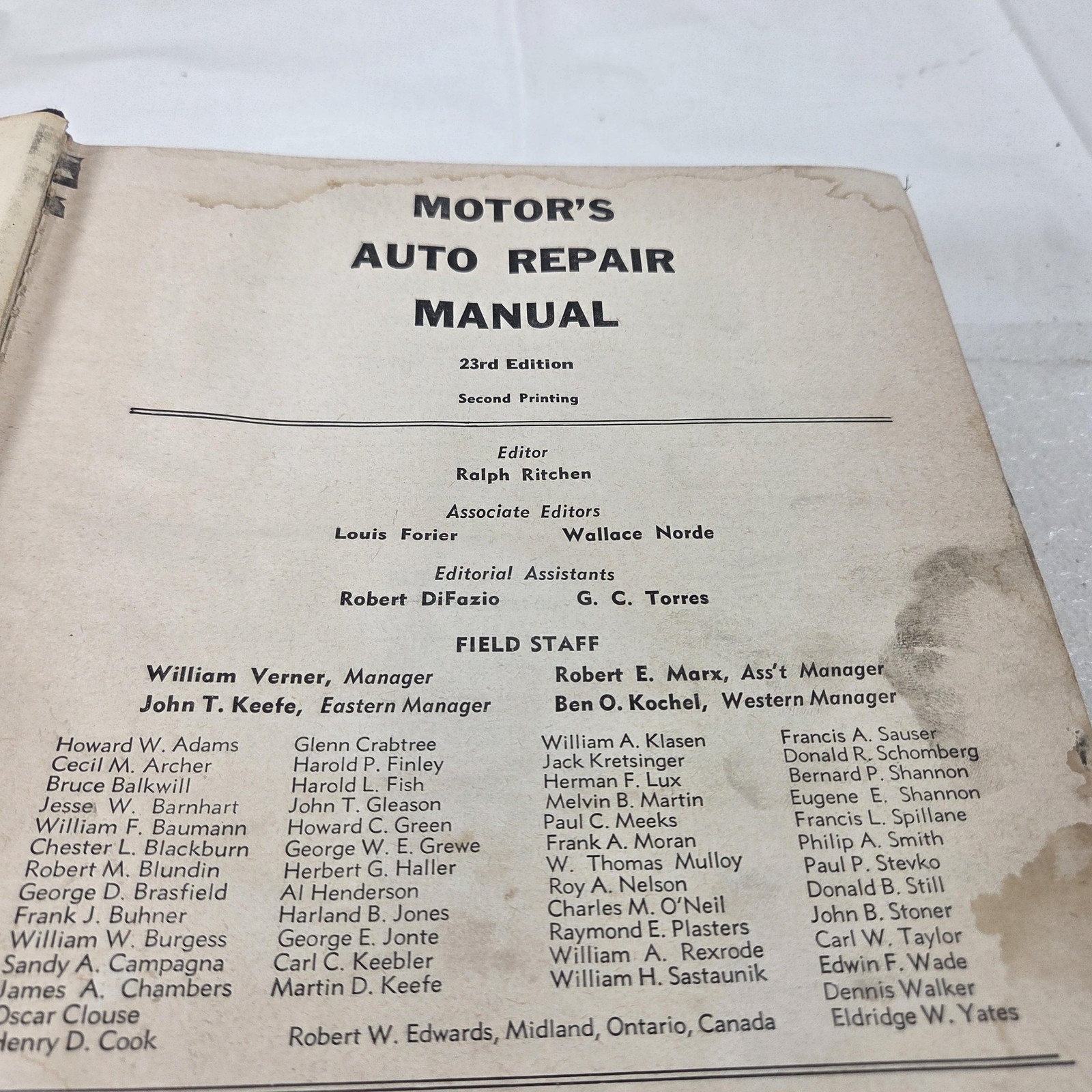 Vintage 1960 Motor&rsquo;s Auto Repair Manual 23rd Edition Hardcover Car Repair Guide