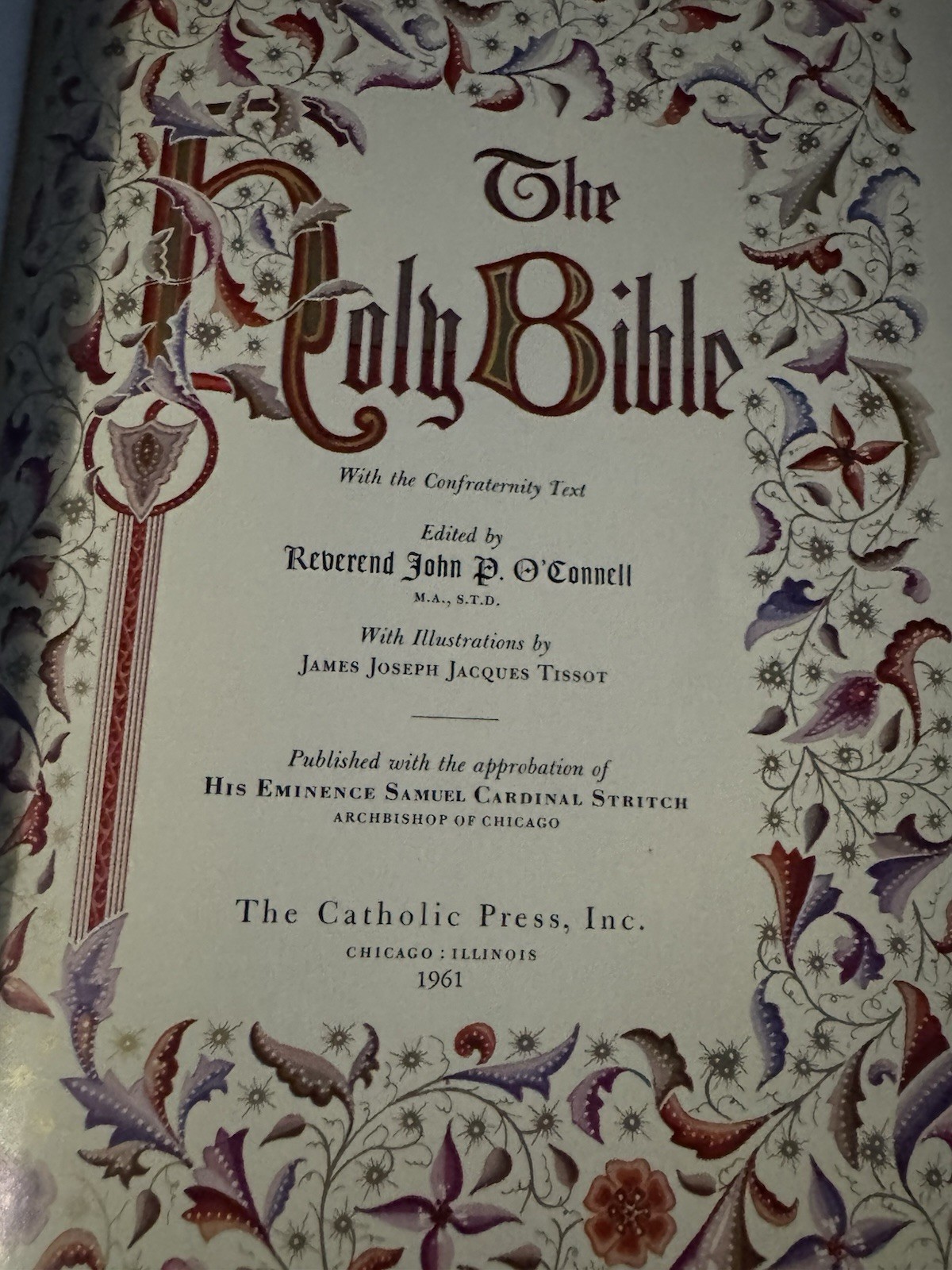 HOLY BIBLE 1960&rsquo;s Catholic Press HOLY NAME DELUXE EDITION Illustrated