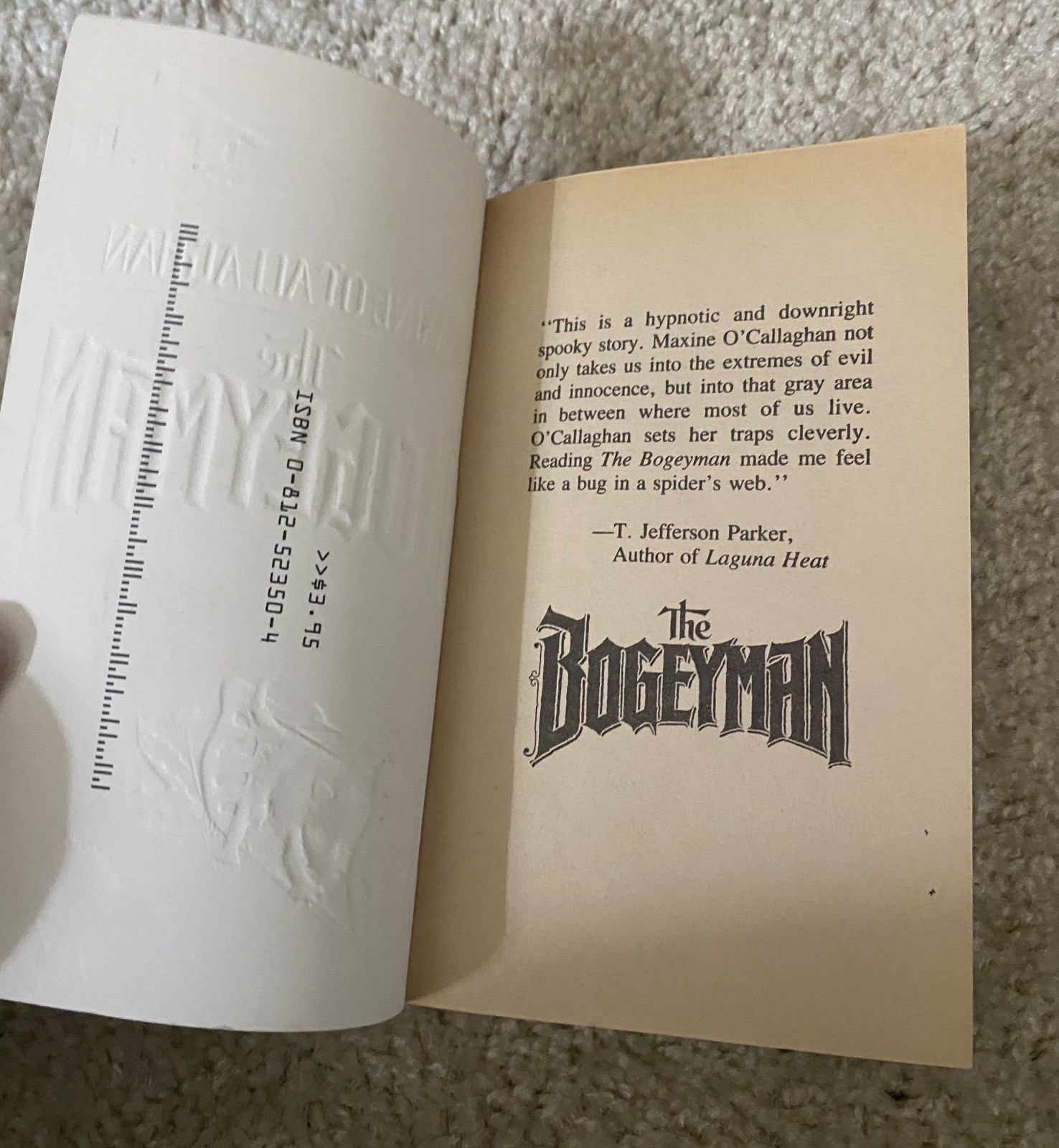 Vintage The Bogeyman by Maxine O&rsquo;Callaghan PB Book TOR Horror First Printing