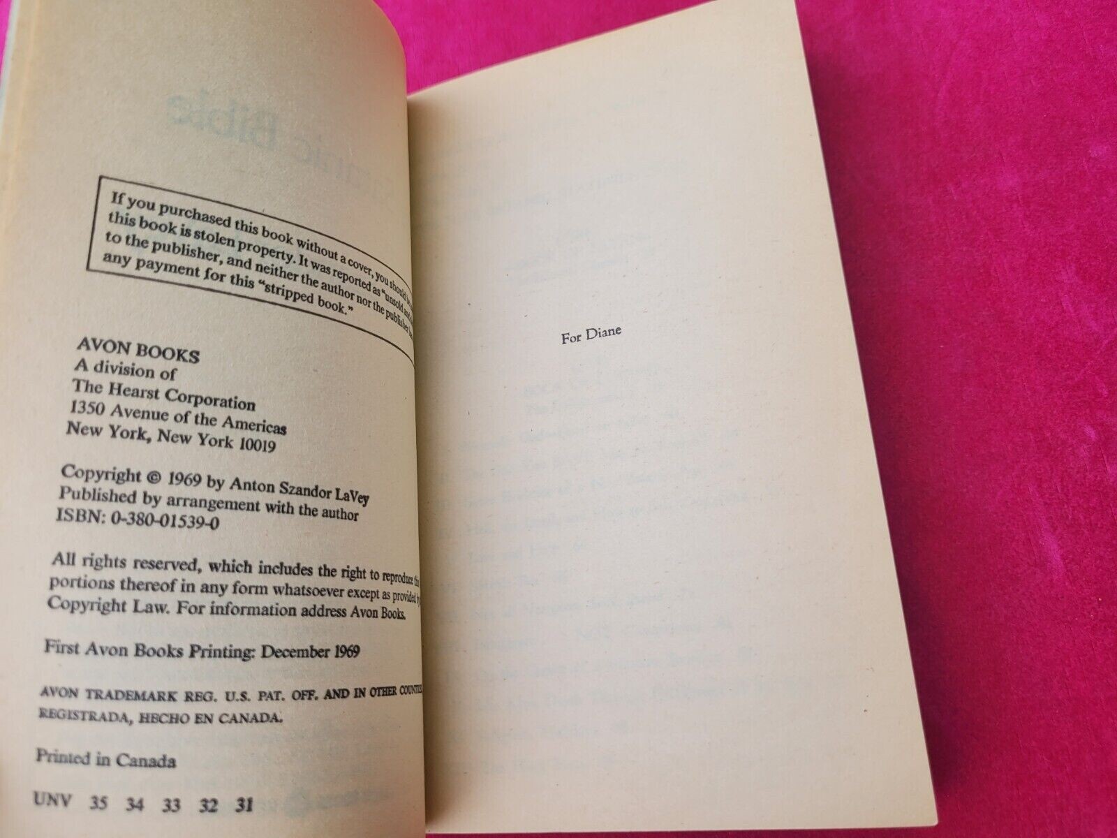 The Satanic Bible Anton LaVey Satanism 1st Edition 31st Printing Canada VTG 80s